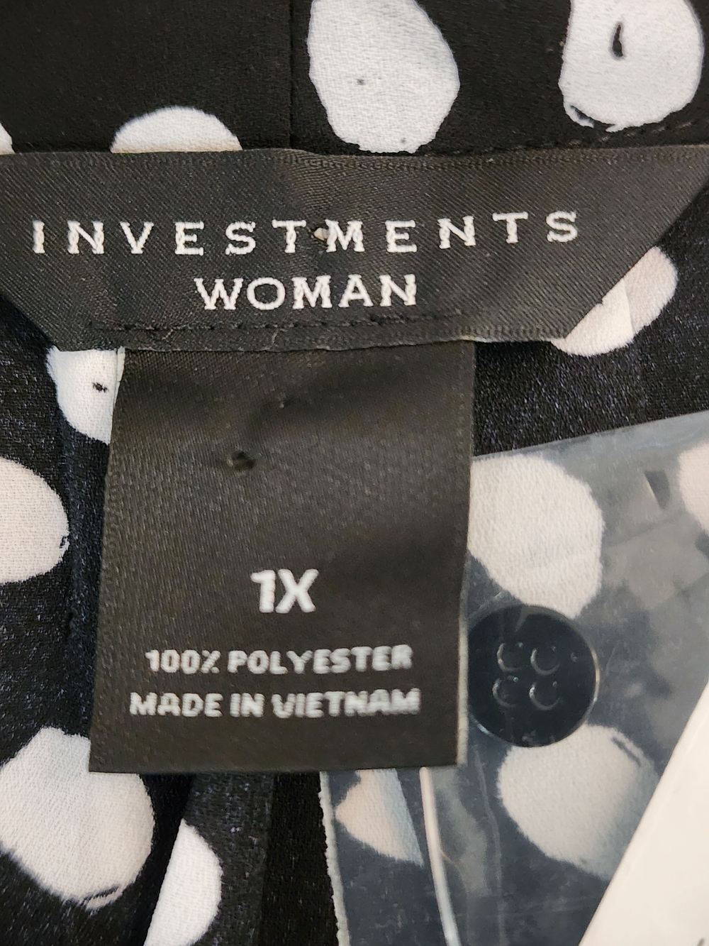 Investments Black & White Polka Dot V-Neck Blouse - Picture 6 of 7